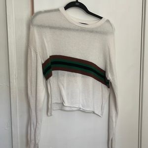 White long sleeved crop top sweater